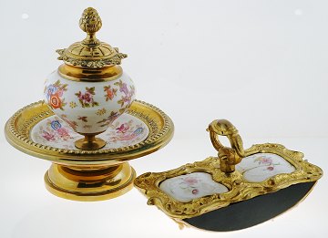 Blækhus og trækpapirvugge af messing, metal og porcelain | ebuy.dk