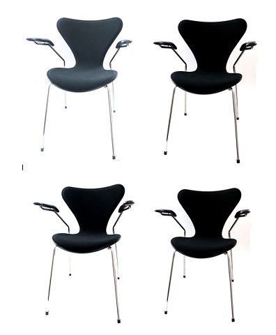Arne Jacobsen, AJ 3207 armlæn stof/læder - sort (4) |