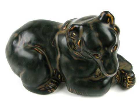 midt i intetsteds klint bund Royal Copenhagen / Knud Kyhn figur i form af stor brun bjørn | ebuy.dk
